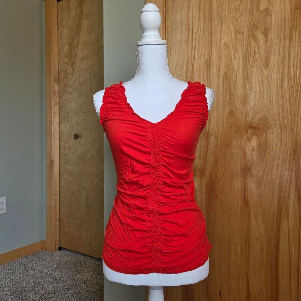 y2k red ruched v neck tank top